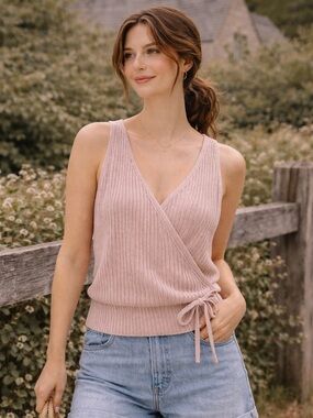 moon & madison Dusty Blush Knit Tank Sweater